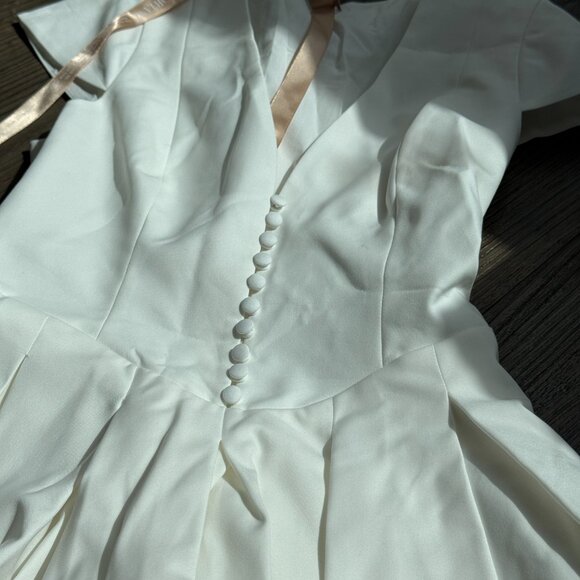 MESHKI Keely Cotton Cap Sleeve Mini Dress - White - Small - Picture 7 of 12